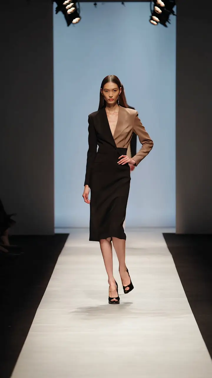 A fashion still turned into a refined runway teaser with preserved framing and heavier polish.