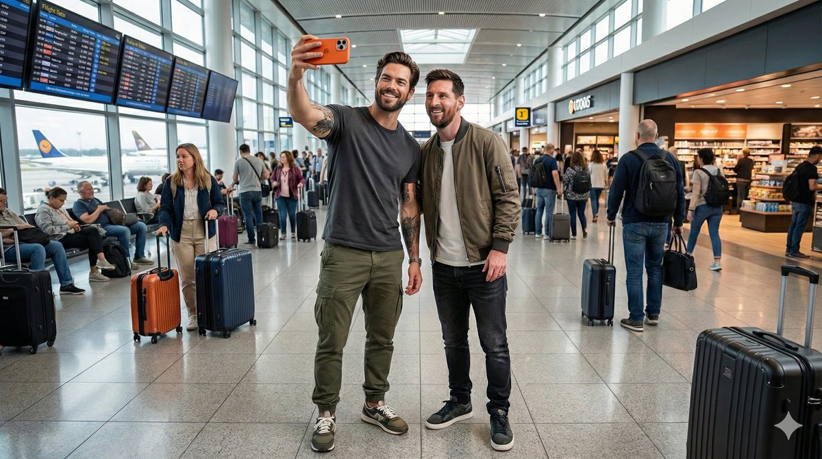 Ultra Realistic Selfie with Lionel Messi at Airport