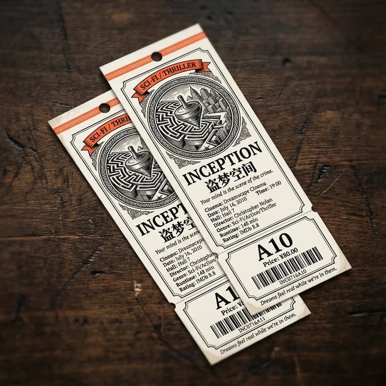 Retro Movie Ticket Design for Inception