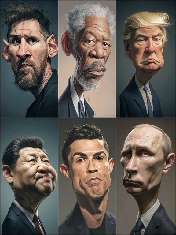 Hyperrealistic Caricature Portrait of an Older Man