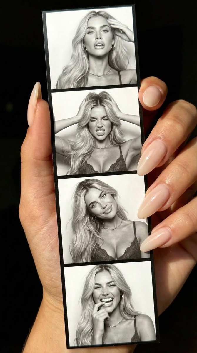 Editorial Close-up of Hand Holding Black and White Photobooth Strip