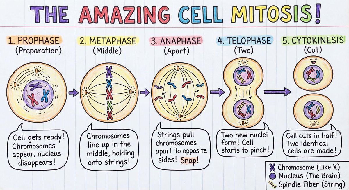 Detailed Diagram of Mitosis for Primary School