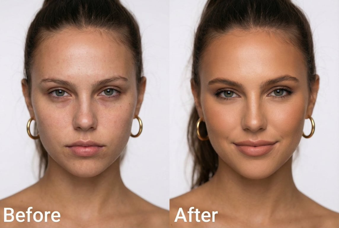 Hyper-Realistic Before and After Makeup Portrait