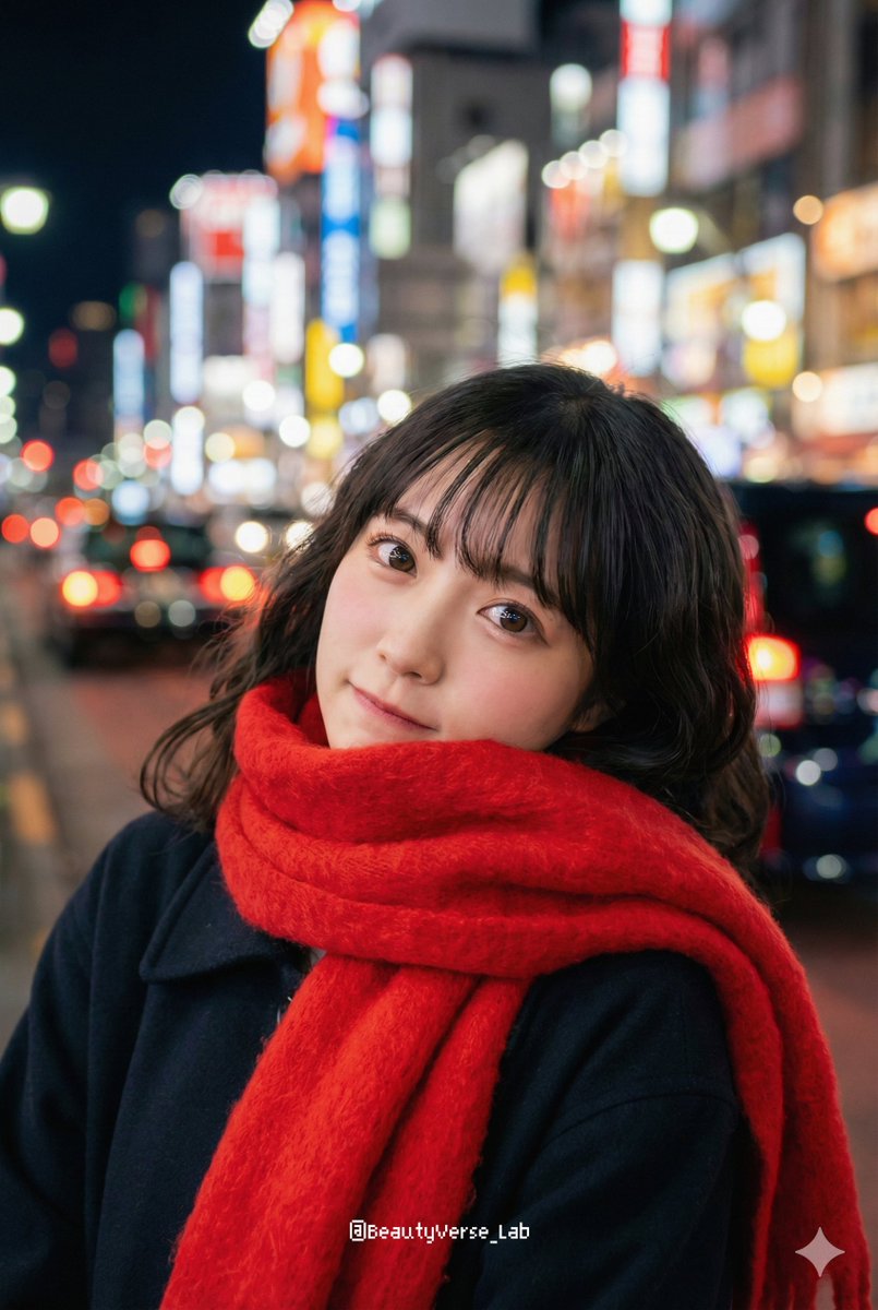 Japanese Woman Portrait on Winter Night Street (Nano Banana Pro)
