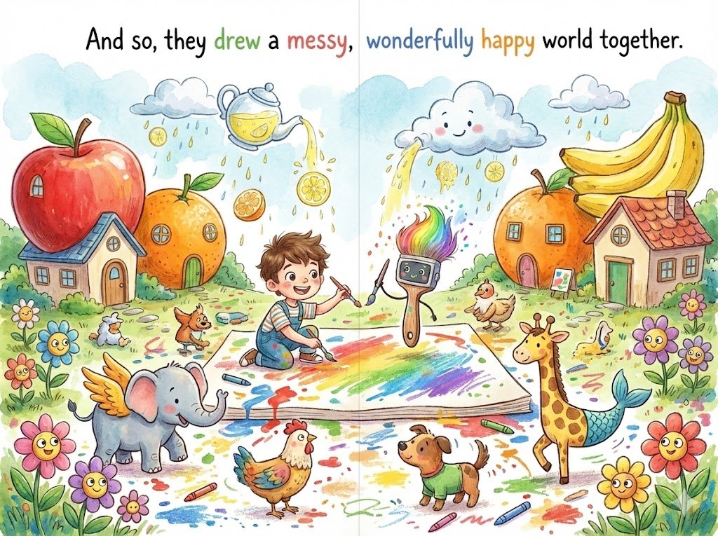 Whimsical Children's Book Double Page Spread