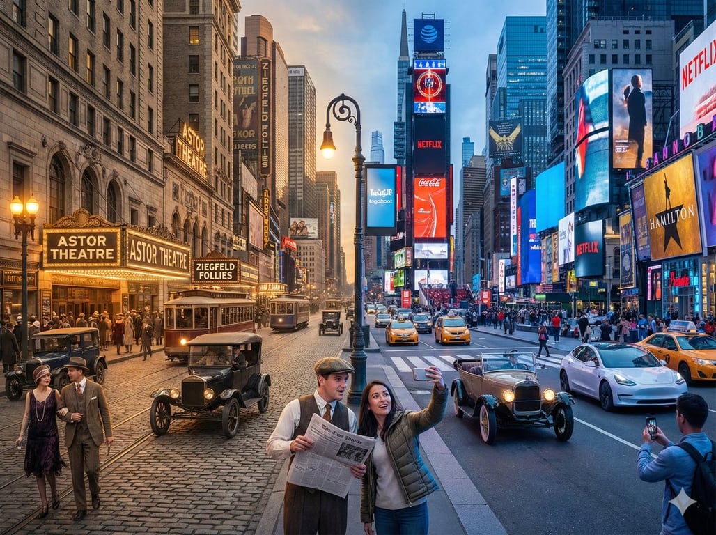 Cinematic Split-Screen: Times Square Past and Present