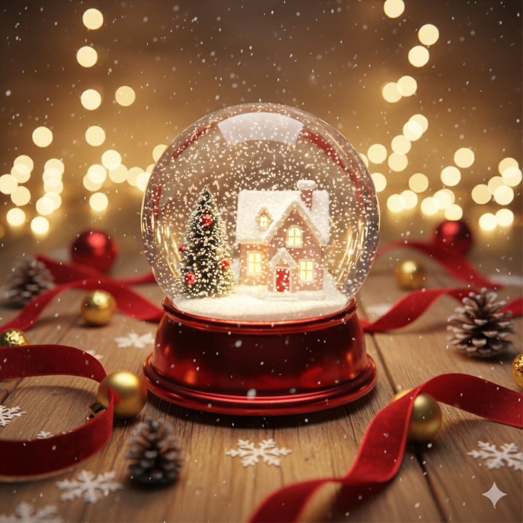Cinematic Snow Globe Christmas Scene