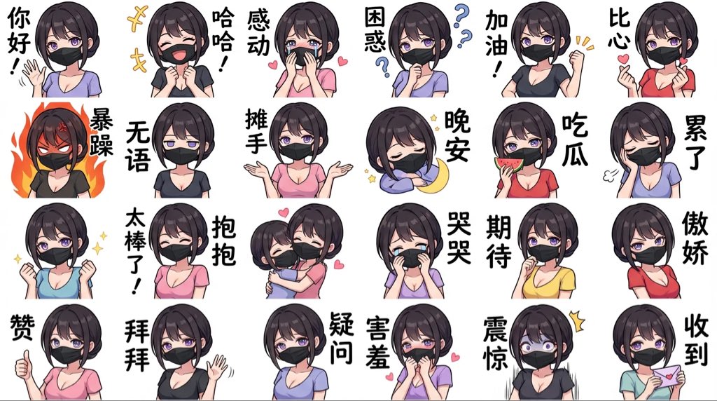 LINE Style Chibi Character Sticker Pack Generation