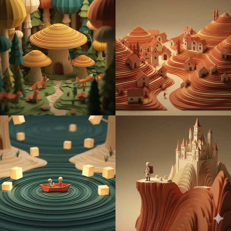 3D Paper Cut-Out Diorama Collage