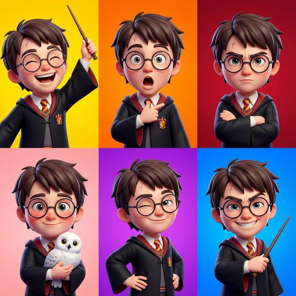 3D Cartoon Character Collage with Expressive Poses