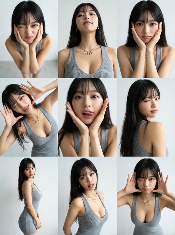 Multi-Angle Photo Grid of a Woman