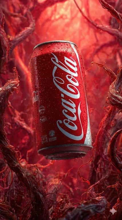 Hyper-realistic Fanta Can Product Photography with Lava-Veined Vines