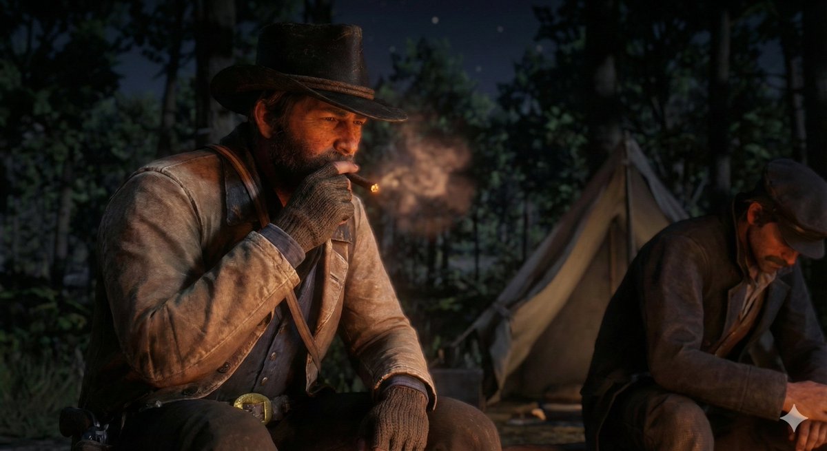Cinematic Western Cowboy by Campfire