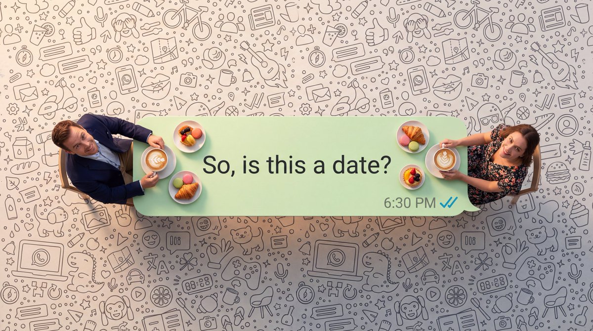 Hyper-Realistic Macro Photography of Tiny Humans Dining on a WhatsApp Speech Bubble