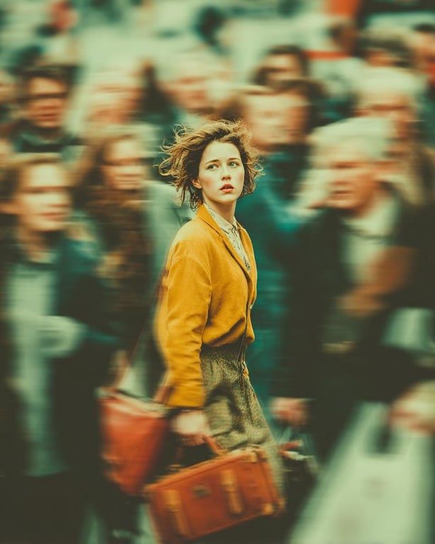 Cinematic Portrait: Stillness in a Rushing Crowd