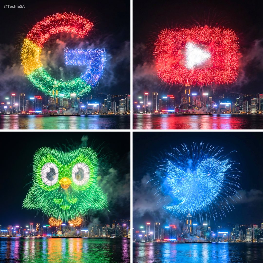 Photorealistic Firework Logo Display over Cityscape