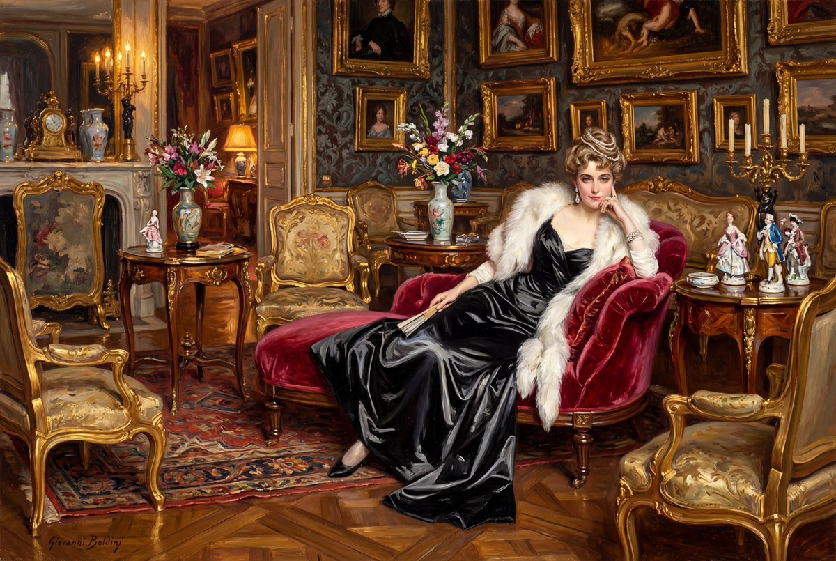 Gilded Age Society Portraiture Oil Painting