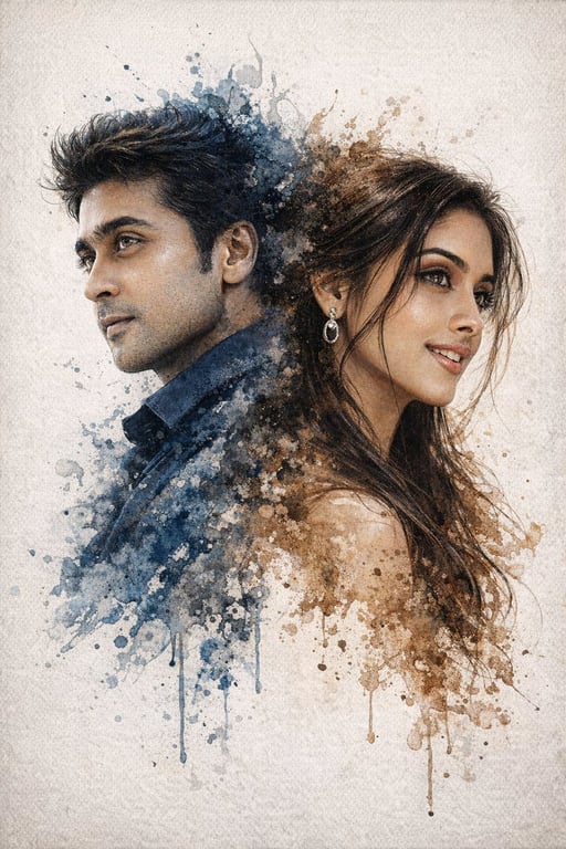 Ultra Realistic Ink Spill Portrait of Couple