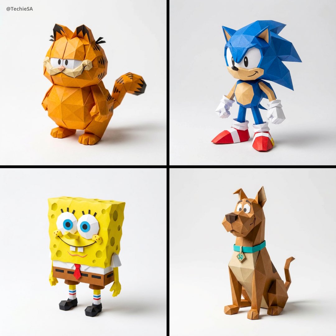 Cartoon Character Origami in Nano Banana Pro Style