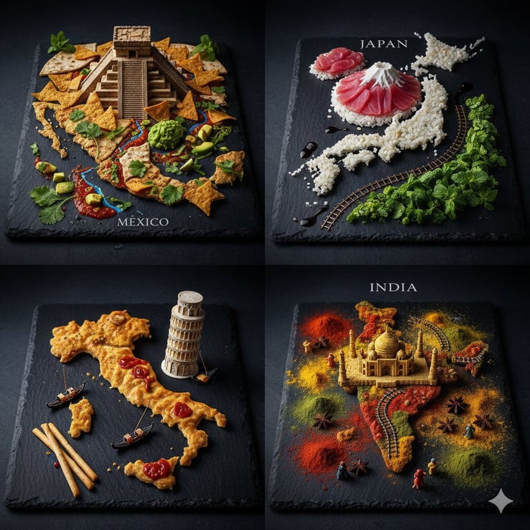 National Dishes Recreated as Country Maps (Food Art)