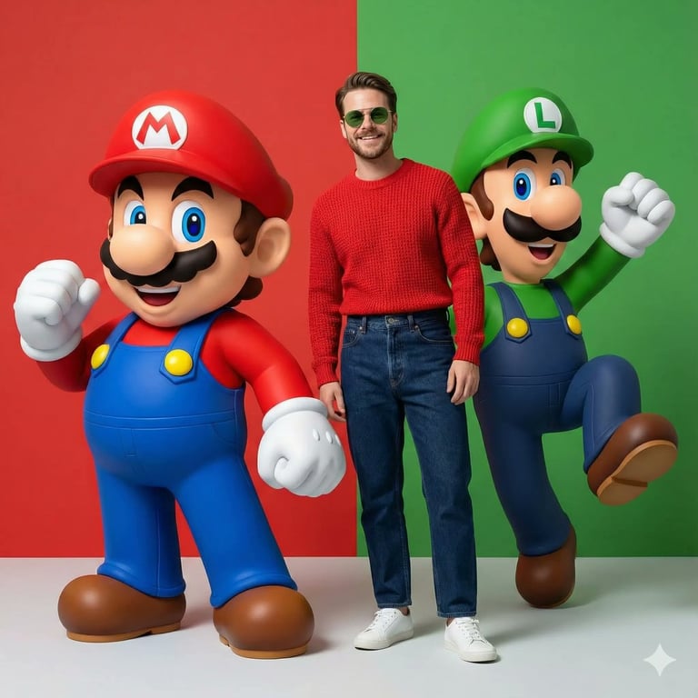 Hyperrealistic Fashion Photoshoot with Mario, Bowser, Sonic, and Nick Wilde