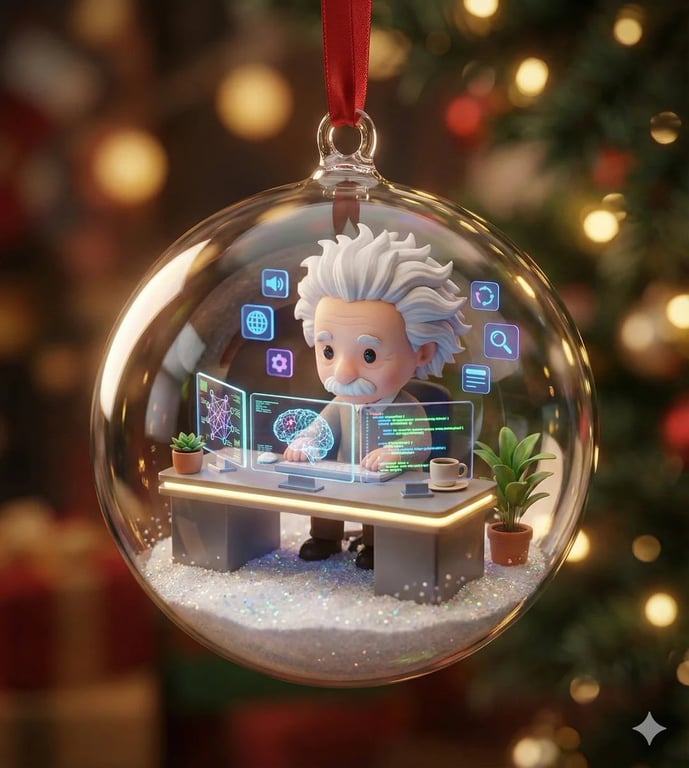 Christmas Chibi AI Desk Diorama in a Bauble