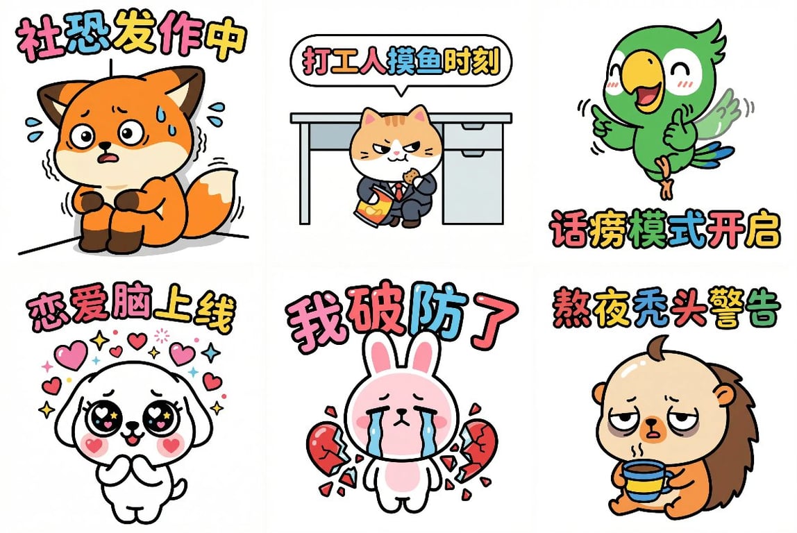 Kawaii Anthropomorphic Sticker Character Prompt Template