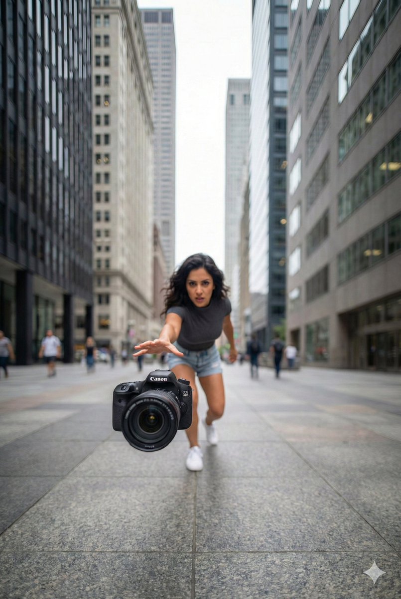 Hyper-Realistic Action Portrait with Forced Perspective