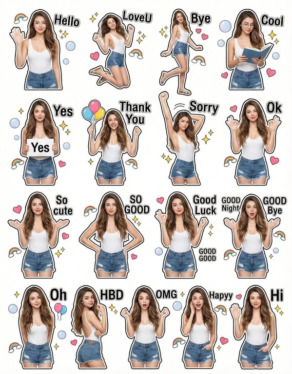 Ultra-Realistic Sticker Set Creation Maintaining Original Facial Features
