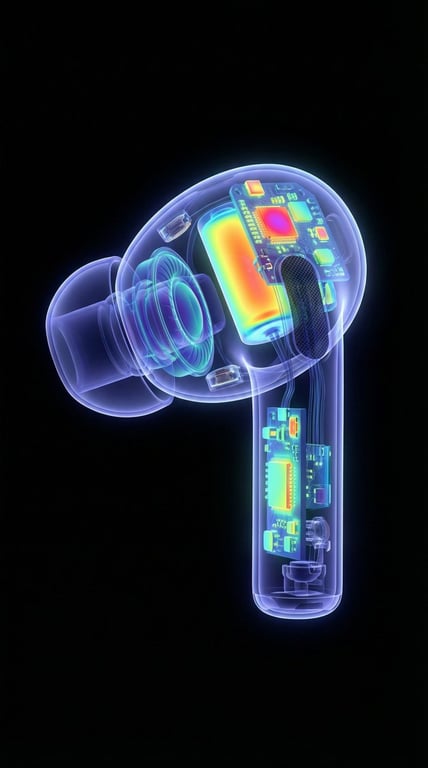X-Ray Cutaway Render of Wireless Earbud