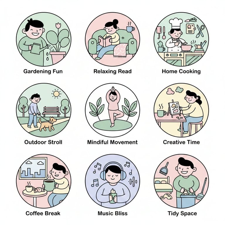 9 Cute Flat Doodle Stickers of Daily Life Scenes