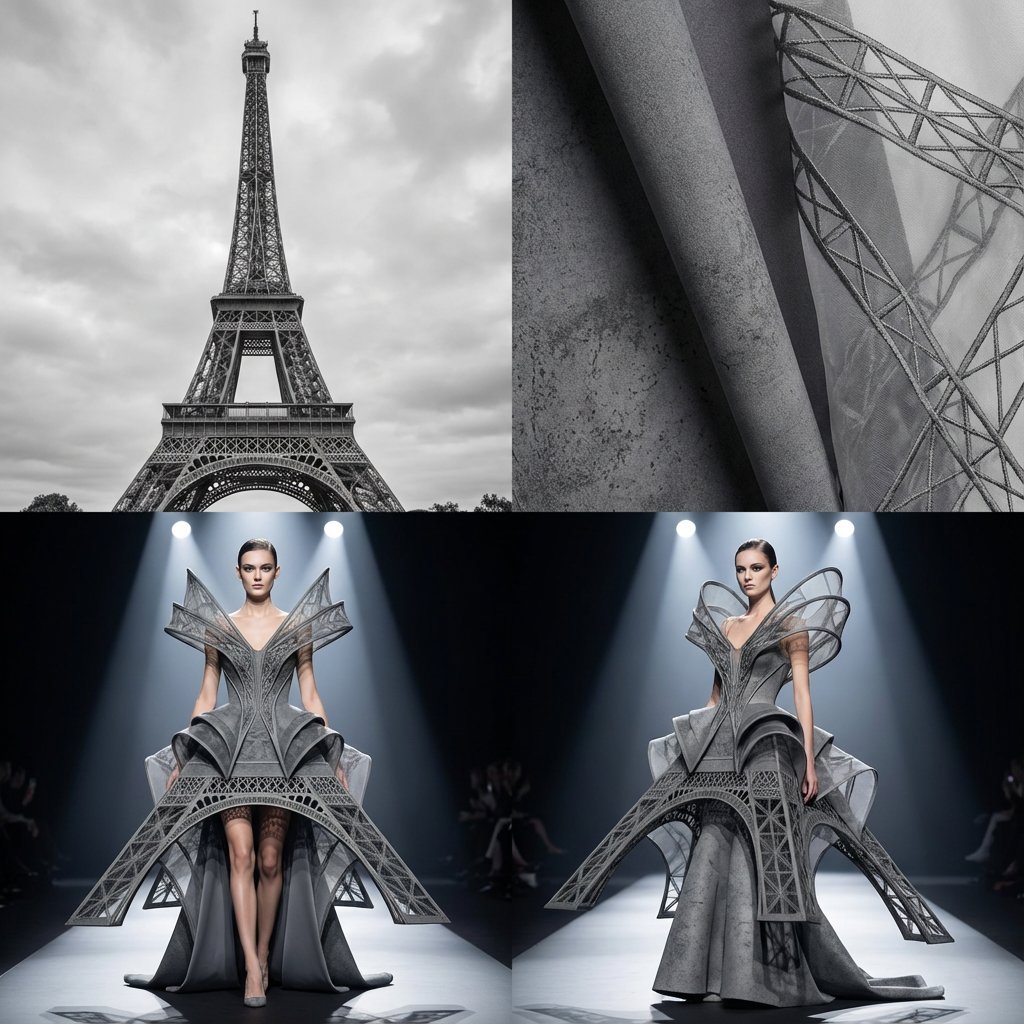 Architectural Haute Couture: Building-to-Dress Transformation Prompt