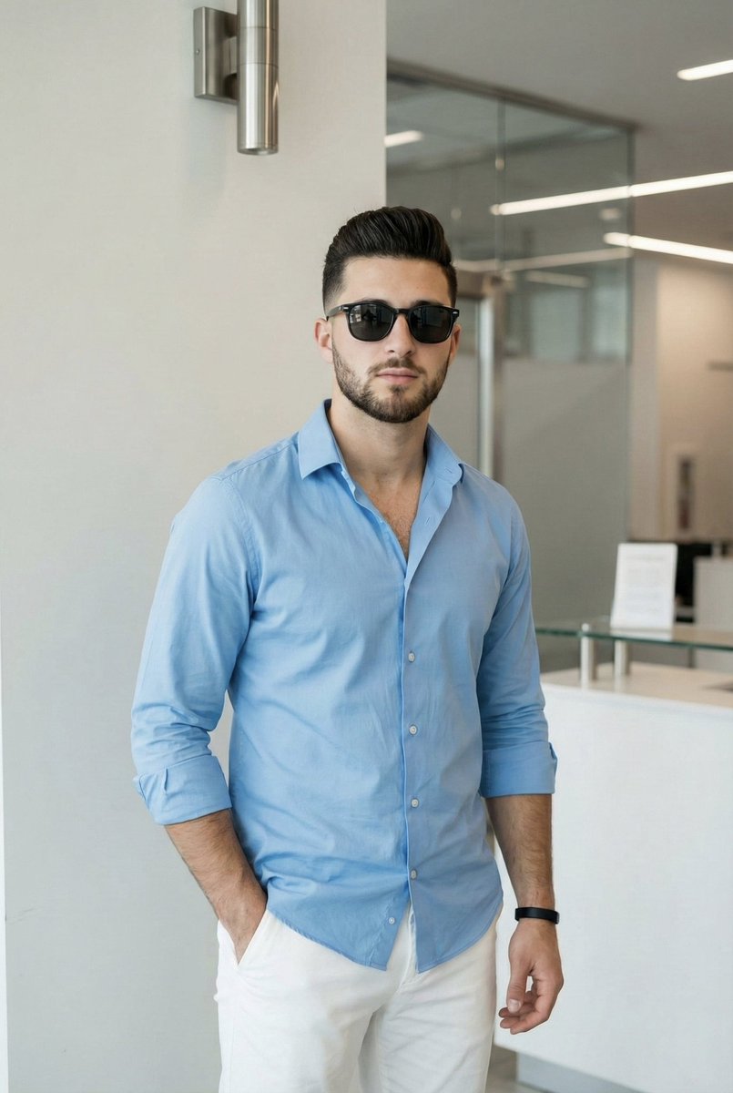 Ultra-Realistic Portrait of a Young Man in Modern Office Setting