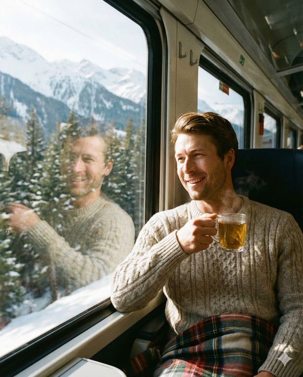 Cozy Train Journey Window Scene Photo
