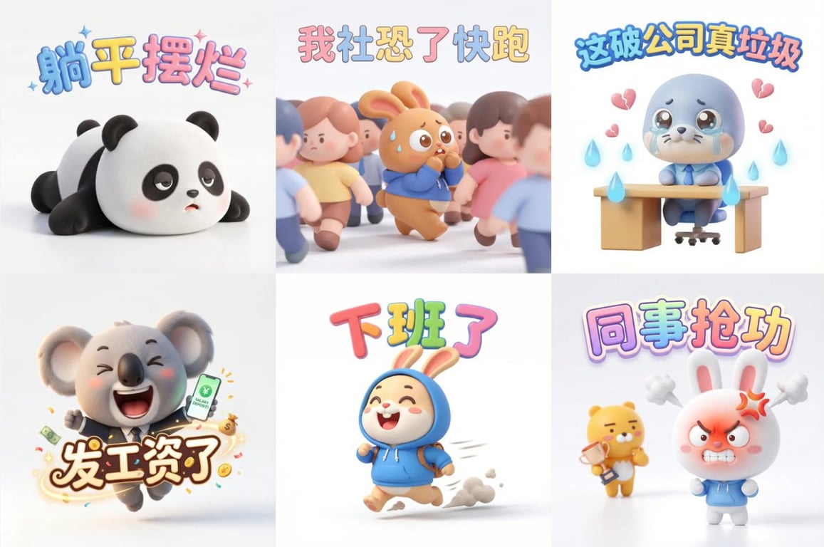 3D Anthropomorphic Mascot Character Sticker Template