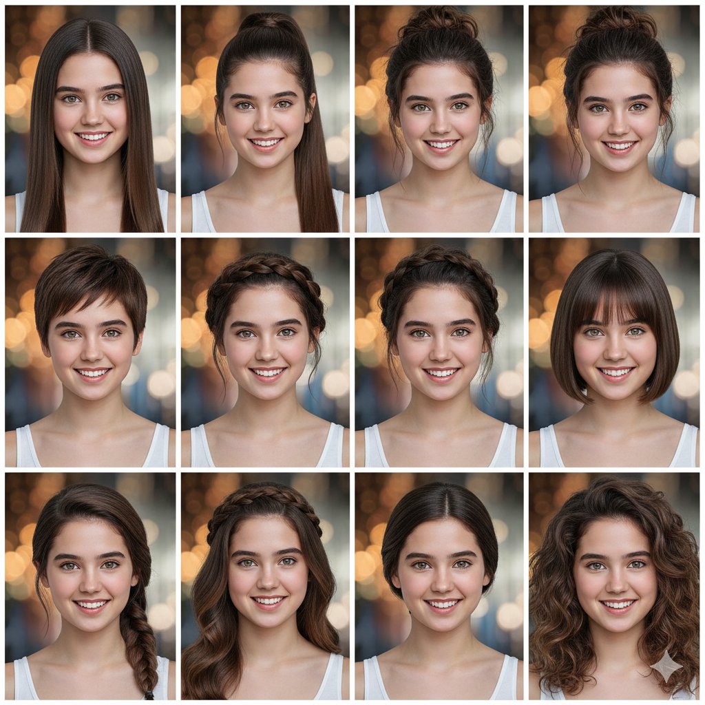 Hairstyle Collage with Consistent Facial Features