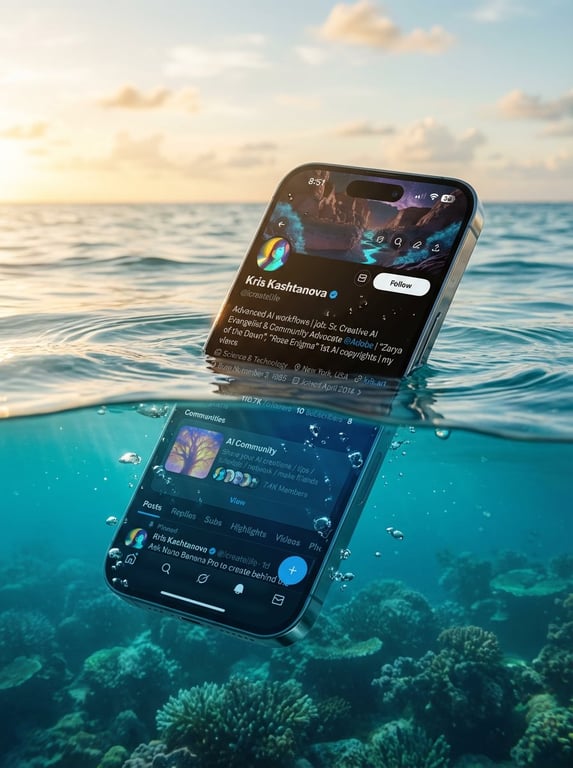 iPhone Product Mockup Floating in the Ocean