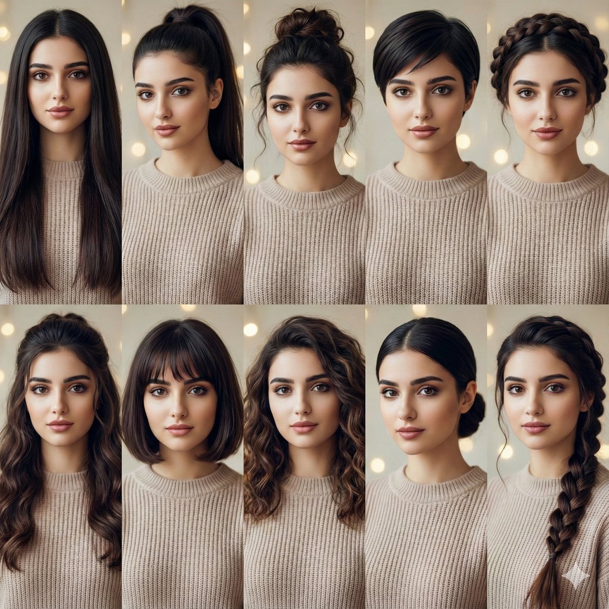 Photo Collage of Same Person with Different Hairstyles