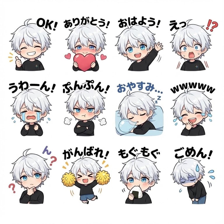 Chibi Character LINE Sticker Set Generation