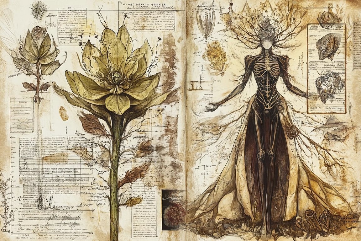 Vintage Botanical Diagram Style Prompt