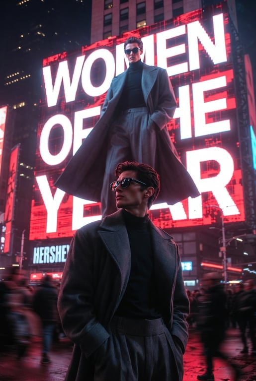 Hyper-Realistic Night Portrait in Times Square (Grok AI Structured Prompt)