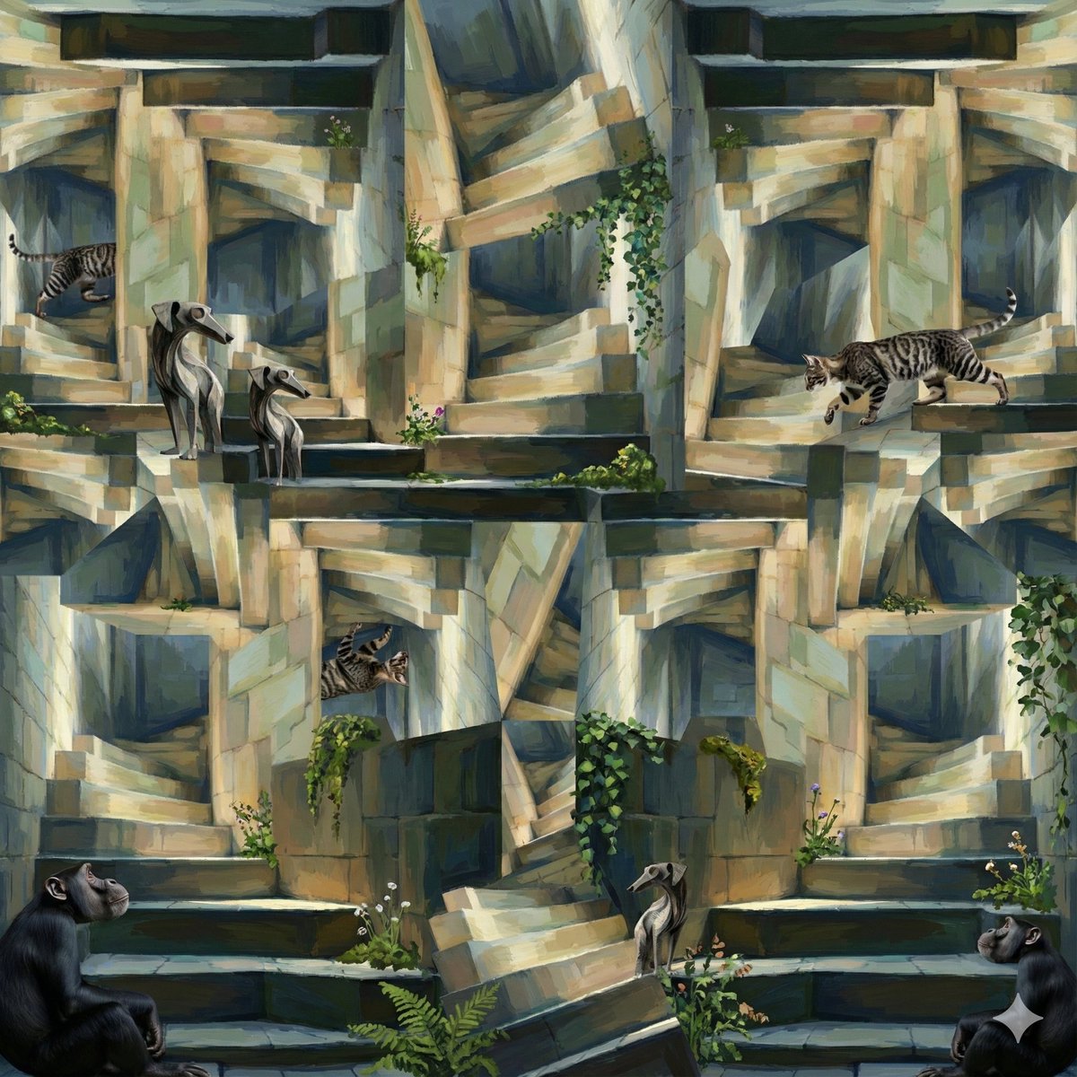 Collage Retextured in Cézanne Painting Style