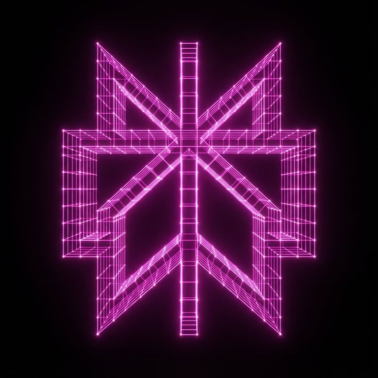 Neon Wireframe Logo Grid