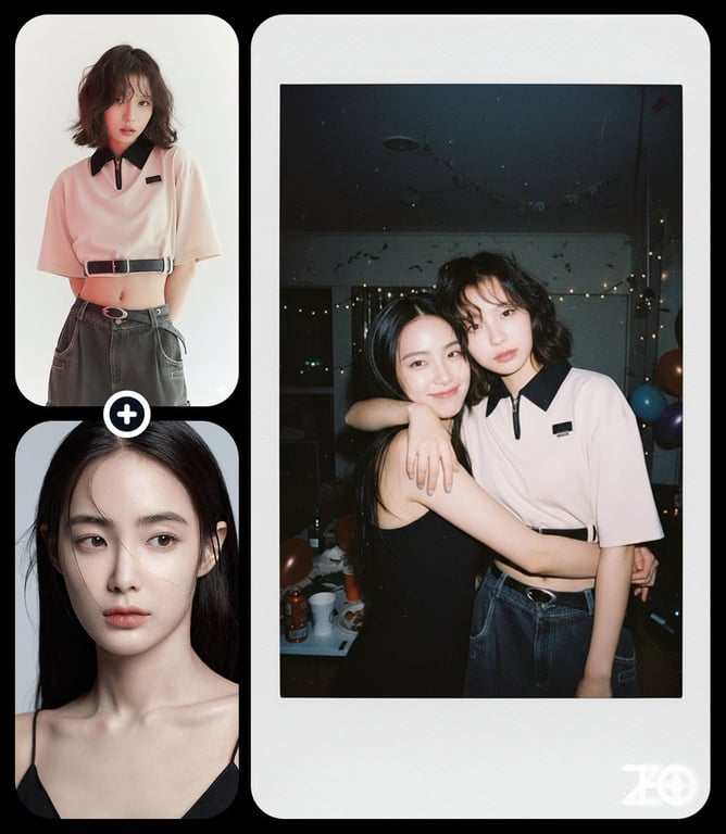 Instant Camera Style Photo of Two Sisters