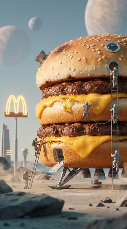 McDonald's Burger Spaceship Repair on Alien Planet