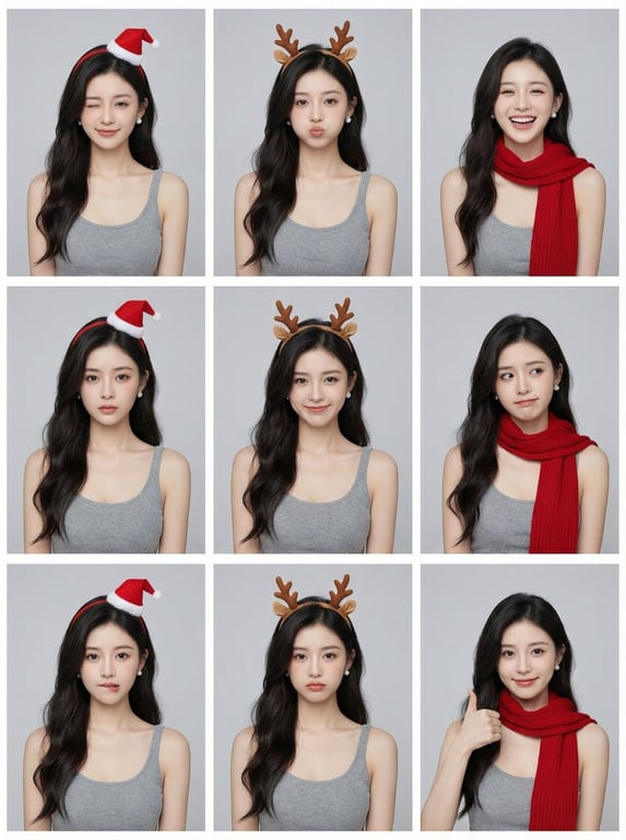9-Grid Minimalist Christmas Portrait Contact Sheet
