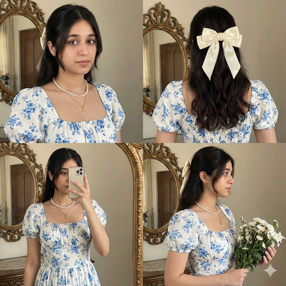 Vintage Asian Portrait Collage (4-Panel Identity Lock)